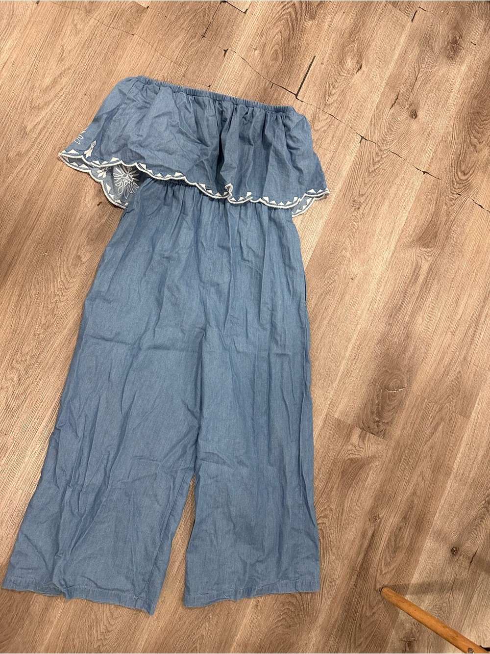 Jessica Simpson Light Blue Off-Shoulder Wide-Leg Jumpsuit